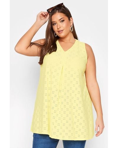 Yours Broderie Swing Vest - Yellow