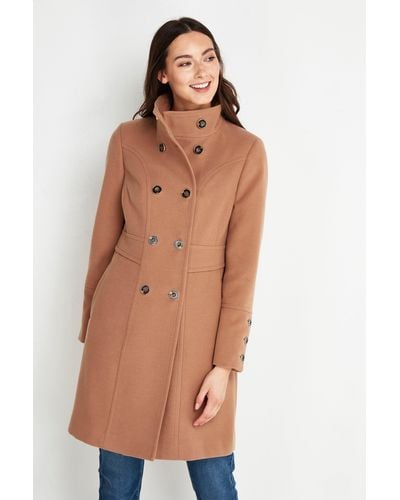 Wallis Petite Camel Double Breasted Coat - Brown