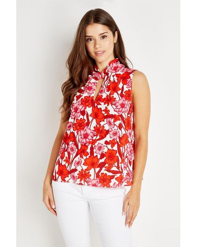 Wallis Red And Pink Floral Halter Top
