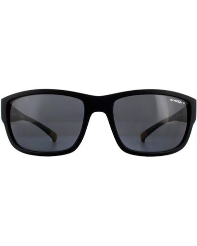 Arnette Rectangle Black Polarized Grey 4256 Bushwick Sunglasses - Blue