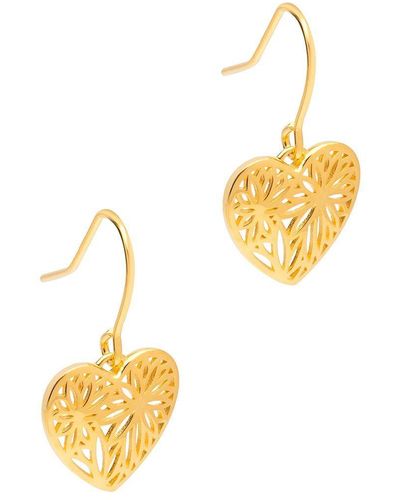 Pure Luxuries London Gift Packaged 'kalifa' 18ct Yellow Gold Plated 925 Silver Heart Drop Earrings - Metallic