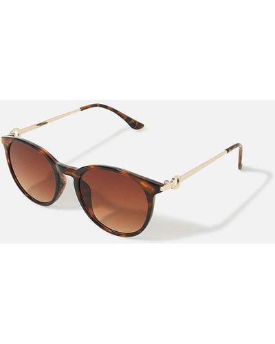 Accessorize 'paige' Ring Detail Arm Sunglasses - Brown
