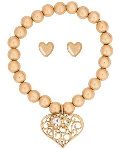 Bibi Bijoux Gold Filigree Heart Bracelet And Earring Gift Set - Metallic
