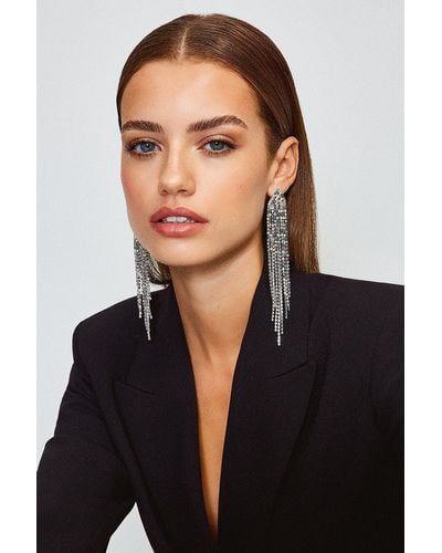 Karen Millen Diamante Statement Earrings - Black