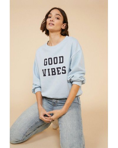 Oasis Good Vibes Varsity Sweatshirt - Blue