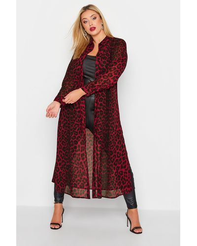 Yours Leopard Print Longline Shirt - Red