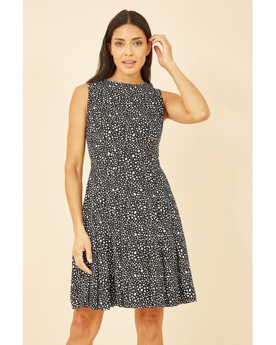 Mela Black Spot Print Skater Dress