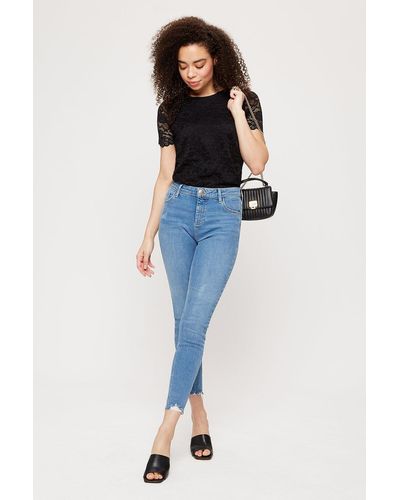 Dorothy Perkins Lightwash Long Nibble Darcy Jeans - Blue