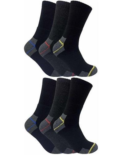 Sock Snob 6 Pairs Heavy Duty Cushioned Cotton Work Socks For Steel Toe Boots - Black