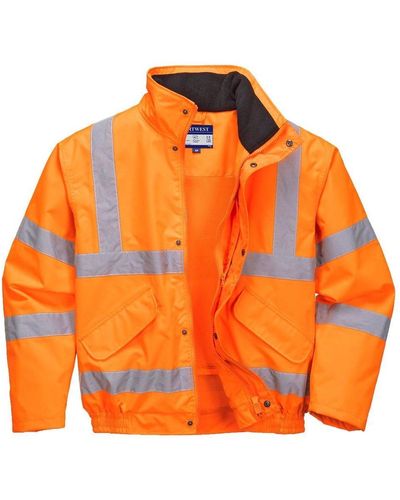 Portwest Rain Hi-vis Breathable Safety Bomber Jacket - Orange