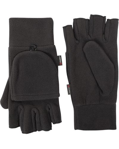 Mountain Warehouse Mittens Polartec Fleece Flip Top Winter Hand Cover - Black