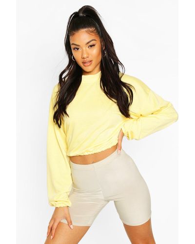 Boohoo Basic High Neck Crop Sweatshirt - Yellow