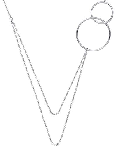 Jewelco London Silver Linking Rings Double Drop Necklace 21 + 2 Inch - Metallic