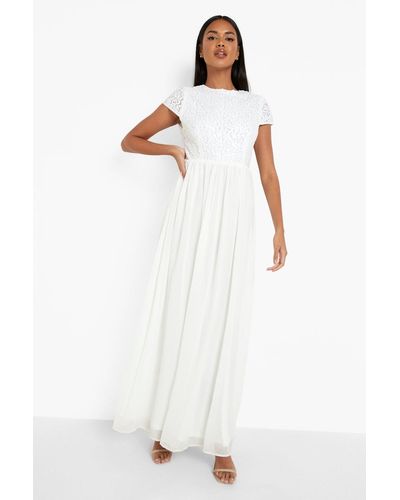 Boohoo Sequin Cap Sleeve Maxi Dress - White