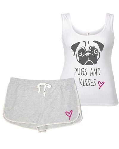 60 SECOND MAKEOVER Pugs And Kisses Pj's - White