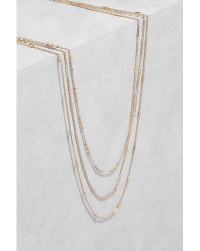 Boohoo Triple Layering Chainlink Necklace - White