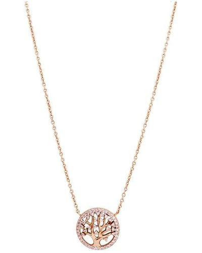 Simply Silver 14ct Rose Gold Plated Sterling Silver With Cubic Zirconia Tree Of Love Necklace - White