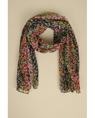 Oasis Ditsy Stripe Lightweight Scarf - Natural