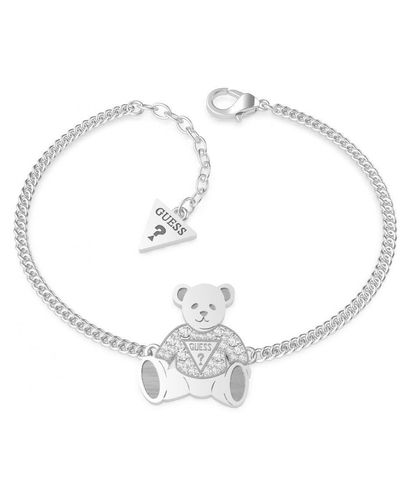 Guess 'vintage Bear' Plated Base Metal Bracelet - Ubb70030-l - White