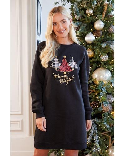 Threadbare 'merry' Christmas Tree Sweatshirt - Black
