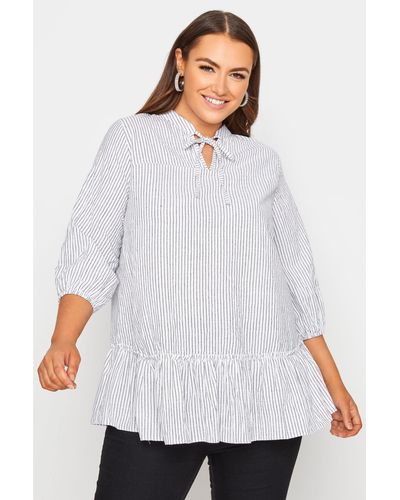 Yours Tie Neck Frill Top - White