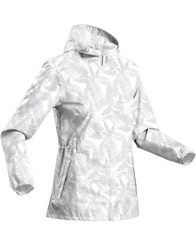 Quechua Decathlon Windproof And Water-repellent Hiking Jacket - Raincut Full Zip - White