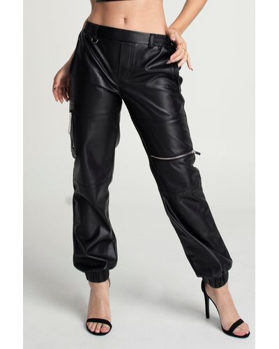 Double Second Vegan Leather Utility Trousers - Black