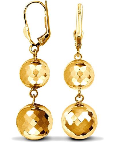 Jewelco London 9ct Gold Double Disco Ball Drop Earrings - Jer765 - Metallic