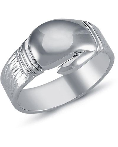 Jewelco London Rhodium Plated Silver Boxing Glove Charm Ring 12mm - Arn094 - Metallic
