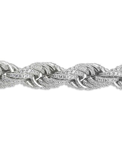 Jewelco London Silver Cz Chunky Fizzy Candy Twist Rope Chain Bracelet 8.5" - Abb190 - Metallic