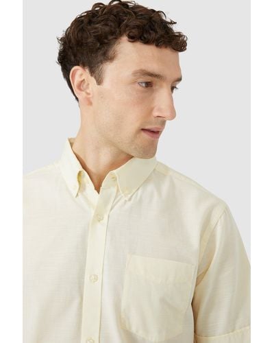 MAINE Short Sleeve Slub Stripe Shirt - Yellow