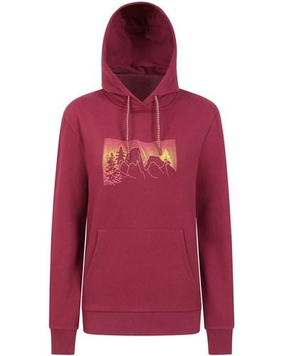 Mountain Warehouse Hoodie Ombre Mountains Print Regular Pullover - Red
