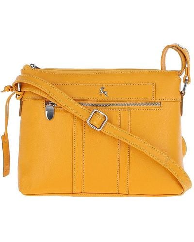 Ashwood Leather 'honey' Medium Real Leather Shoulder Bag - Orange