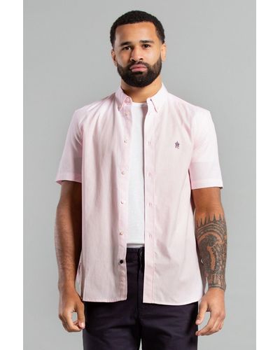 French Connection Cotton Short Sleeve Oxford Shirt - Pink