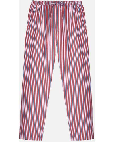 British Boxers 'york Stripe' Crisp Cotton Pyjama Trousers - Red
