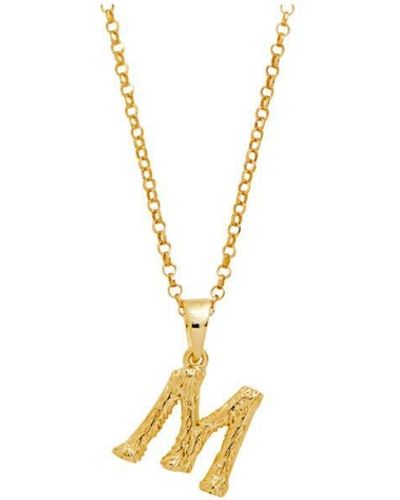 Simply Silver Sterling Silver Gold Alphabet 'm' Necklace - Metallic