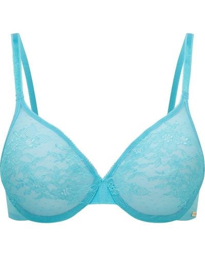 Gossard Glossies Lace Sheer Moulded Bra - Blue