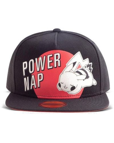 Pokemon Power Nap Pikachu Snapback Baseball Cap, Unisex, Black/red (sb684361pok)