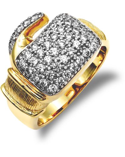 Jewelco London 9ct Gold Cz Pave Boxing Glove Novelty Ring - Jrn038 - Metallic