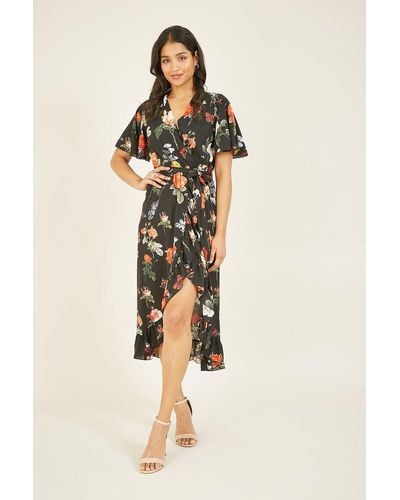 Mela Floral 'betsy' Wrap Midi Dress - Natural