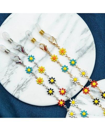 The Colourful Aura 70 Cm Multicolour Sun Flower Daisy Sun Glass Reading Eyewear Holder Lanyard Chain - Blue