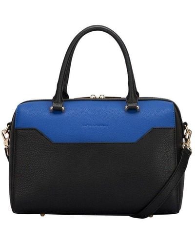 Smith & Canova Two-tone Leather Zip Top Grab Bag - Blue