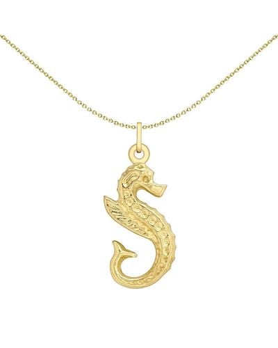 Jewelco London 9ct Gold Seahorse Good Luck Charm Pendant 24mm - 1-61-0353 - Metallic