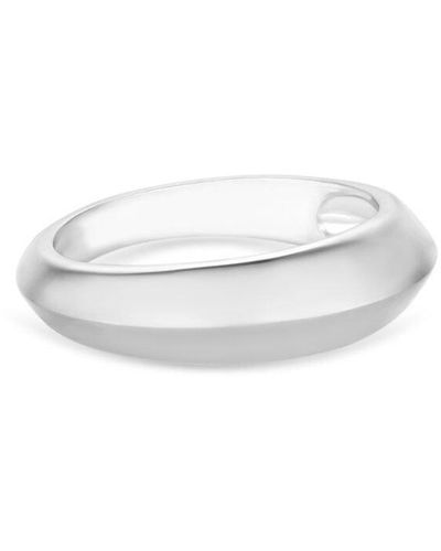 Simply Silver Sterling Silver 925 Polished Ridge Edge Ring - White