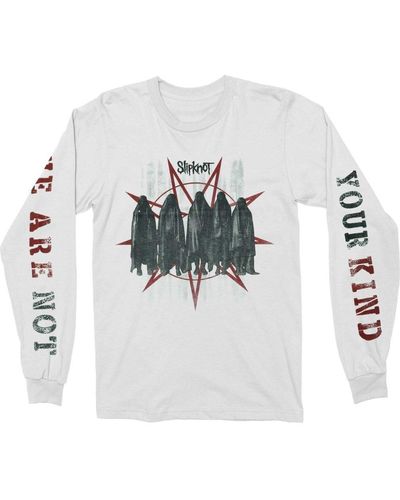 Slipknot Shrouded Group Back Print Long-sleeved T-shirt - White