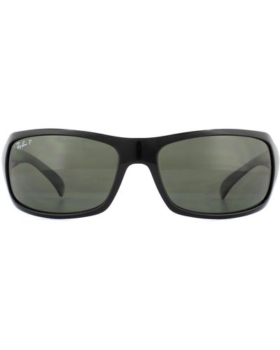 Ray-Ban Wrap Black Green Polarized Sunglasses - Grey