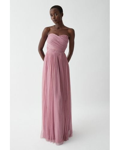 Coast Bandeau Mesh Bridesmaids Maxi Dress - Pink