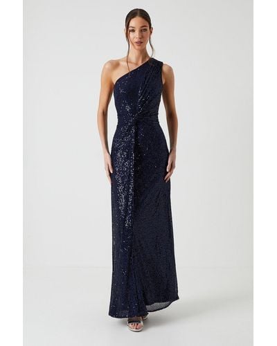 Coast Sequin Asymetric Twist Detail Bridesmaids Dress - Blue