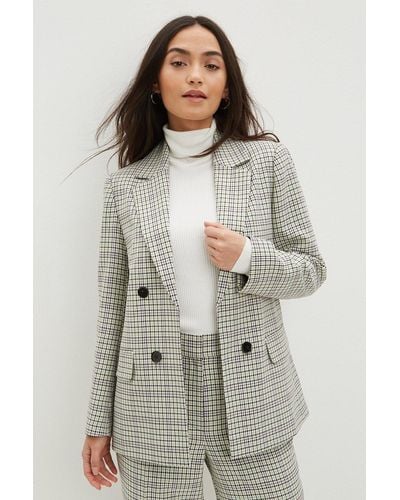 Dorothy Perkins Petite Grey Check Double Breasted Blazer