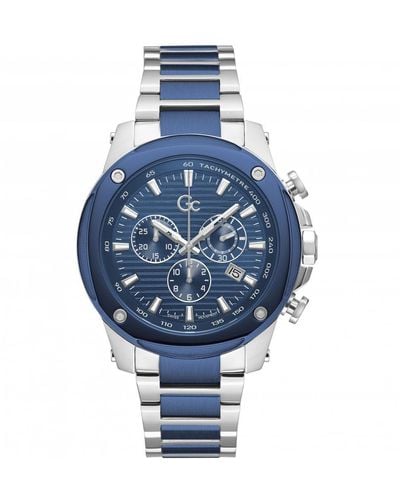 Gc Brave Stainless Steel Luxury Analogue Quartz Watch - Z13002g7mf - Blue